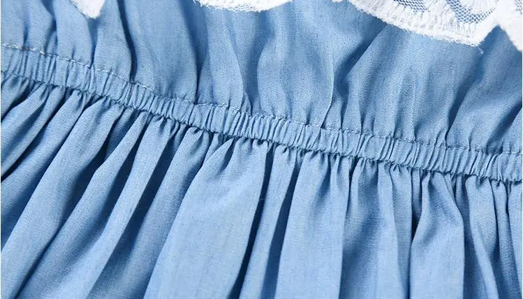 Baby Girl Dress For Girls Cotton Blue Party Birthday Costume Princess Shool Summer Lace Clothes Children Kids 6 7 years Dresses | Детская