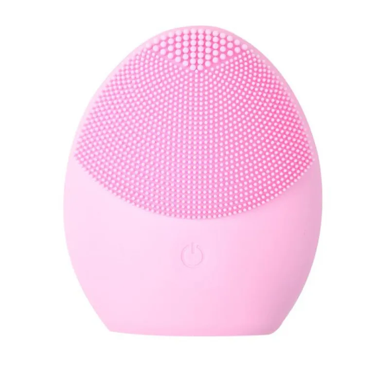 Pink Электрическая щетка для очищения лица с мини-аккумулятором, силиконовый очиститель, Глубокая очистка пор, водонепроницаемая, красота, массаж кожи, четыре цвета - Цвет: Pink