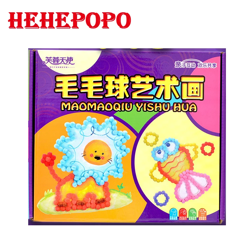 

Pom Pom Balls Handmade Toy Colorful Painting Training DIY Parent-child Early Education Toys Handmade Materials Toy for Kids