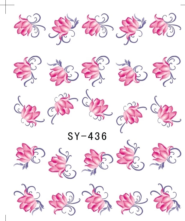 6 упак./лот блестящая водная наклейка для дизайна ногтей наклейки цветы жасмин