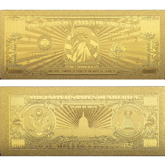 Красочные банкноты из золотой фольги США американские Поддельные Банкноты 100