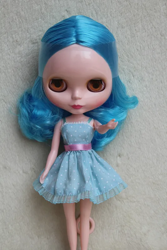 Blygirl Голубые короткие волосы кудрявые телесная кукла Blyth 438BL84 обычные DIY куклы