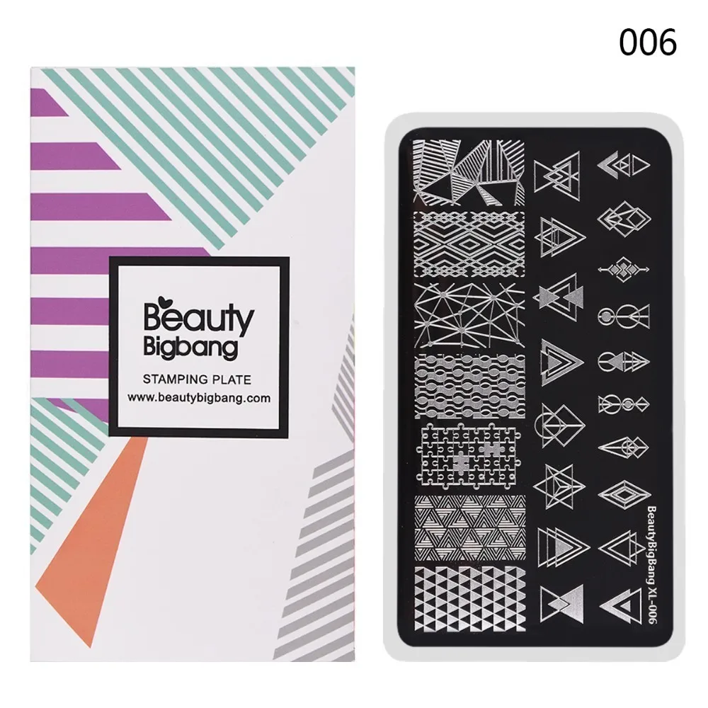 Трафареты BeautyBigBang для дизайна ногтей прямоугольные летние геометрические штампы