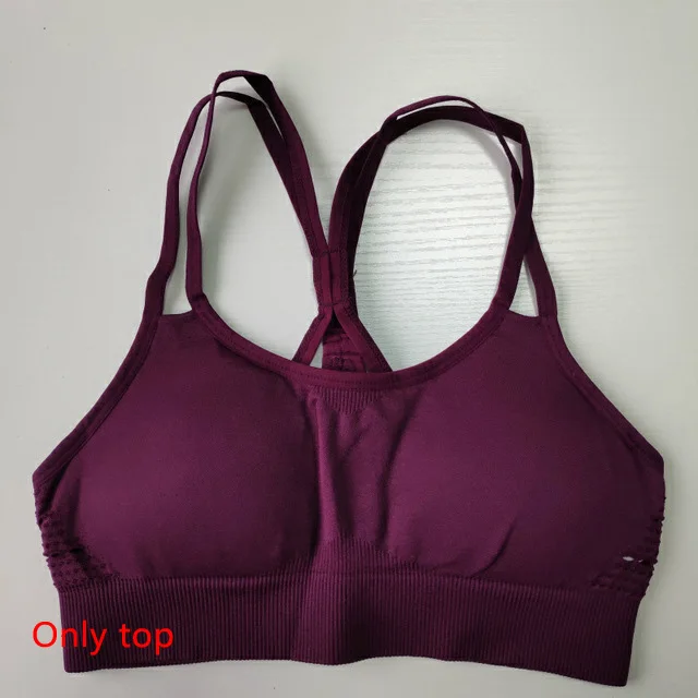 Wine red-Bra Спортивная одежда для женщин, спортивный костюм, спортивный бюстгальтер+ леггинсы, комплект из 2 предметов, женская одежда для спортзала, фитнеса, йоги, комплект, спортивный костюм, одежда для активного отдыха - Цвет: Wine red-Bra