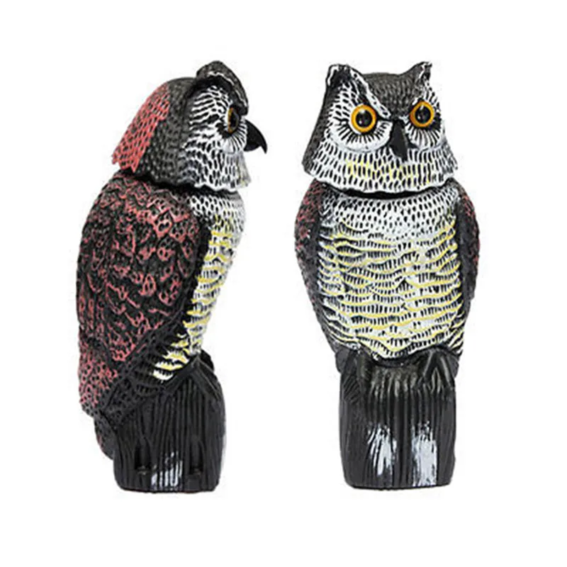 Большой реалистичный Совы Decoy вращающаяся голова сорняков борьба с вредителями