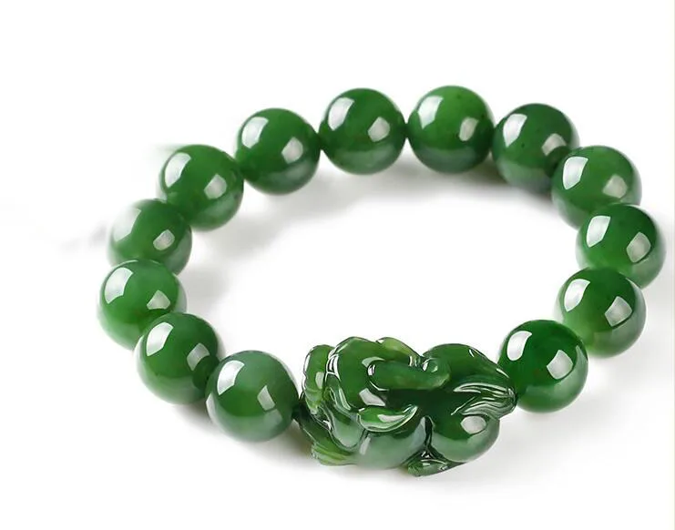 Браслеты из натурального зеленого нефрита резные ювелирные украшения