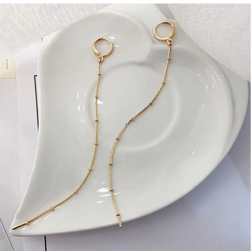 Длинные серьги-кольца с бусинами WTLTC в богемном стиле для женщин изящные тонкие