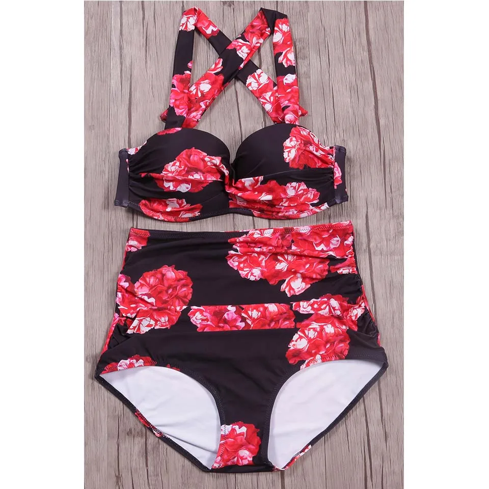 Женский купальник бикини с высокой талией SAMEGAME винтажный купальный костюм