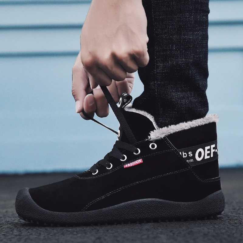 Merkmak/зимние ботинки мужская обувь высокого качества на шнуровке для мужчин, Теплые повседневные ботинки зимние мужские мягкие уличные ботильоны на меху