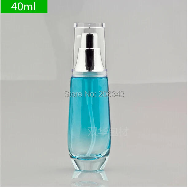 40 мл градиентная синяя/матовая стеклянная бутылка с серебряным пресс насосом и