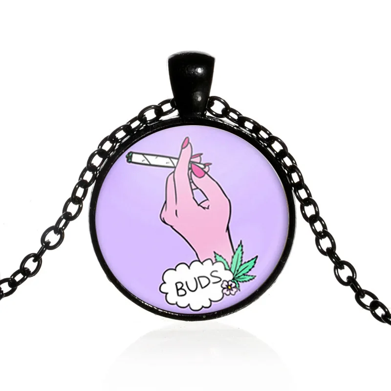 Новый Smoke Weed Цепочки и ожерелья почки Jewelry кулон Стекло Фото Кулон