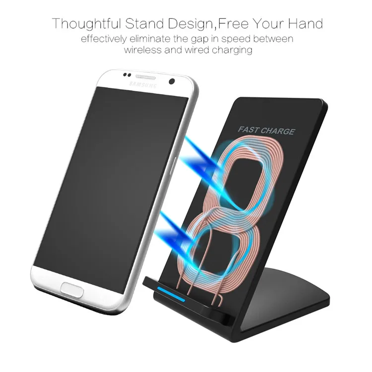 10 Вт Qi Беспроводной Зарядное устройство Подставка для iPhone X samsung S10 S9 S8 мобильный телефон быстро Зарядное устройство 5 Вт 7,5 Вт 10 Вт Светодиодный свет серебристый, черный