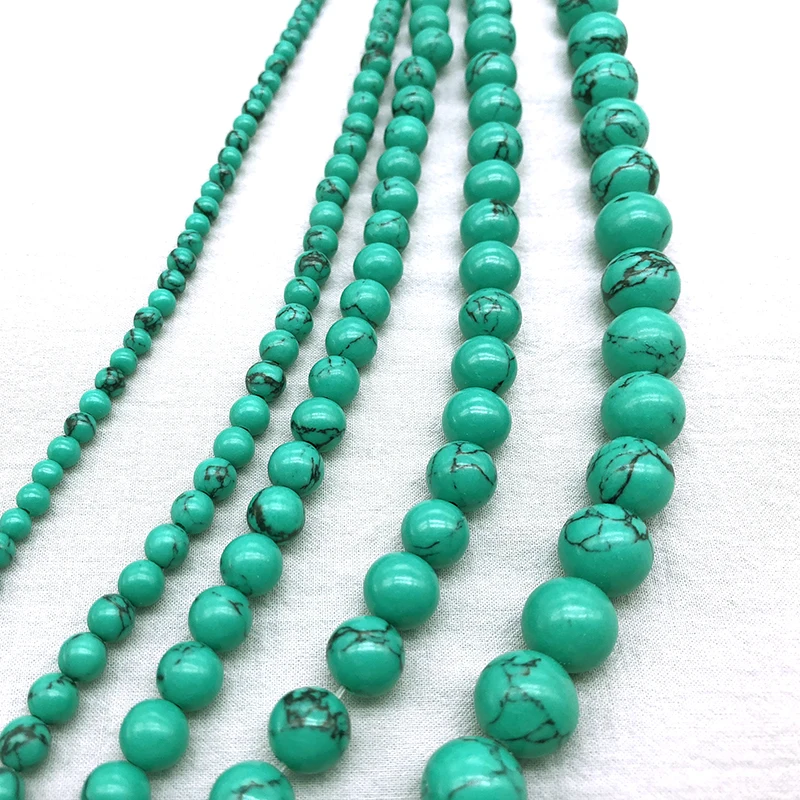 Круглый шар Howlite зеленая бирюза из синтетического камня 4/6/8/10/12 мм бусины россыпью