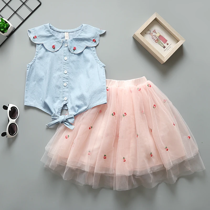 Лидер продаж летний комплект одежды для девочек 2019 детская модная футболка без