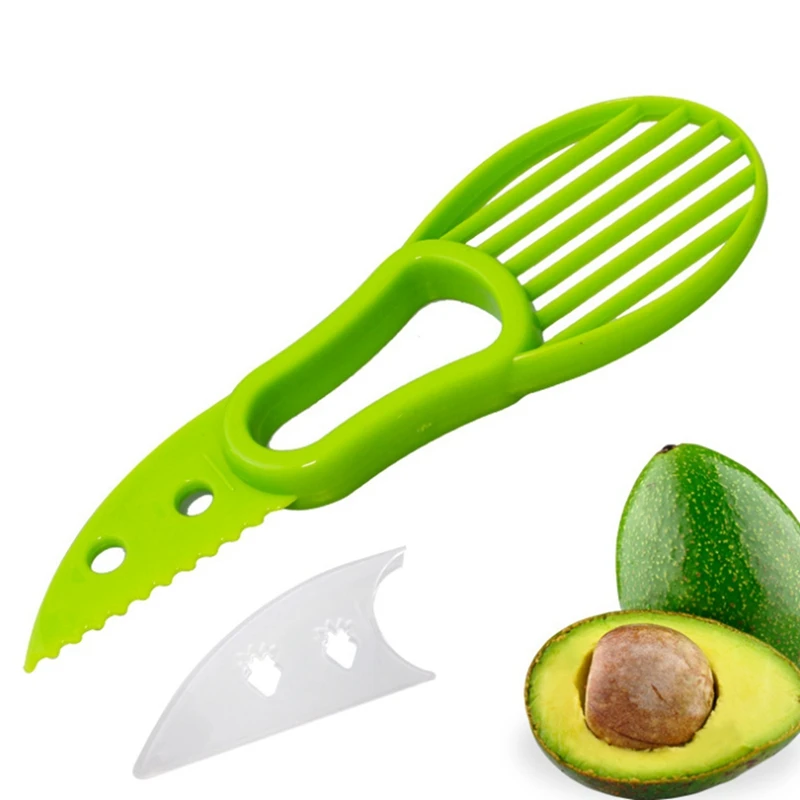 3 в 1 авокадо Slicer Ши нож для удаления сердцевины и нарезания масло Фруктовый резак