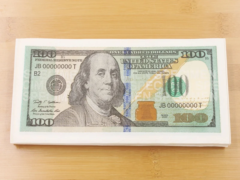[RainLoong] $100 доллар салфетка для туалетной бумаги 33 см * 15 шт./упак./лот|lot lot|napkin packnapkins