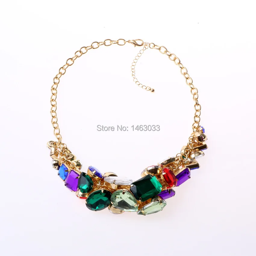 Bohemian Necklace Colorful Rhinestones Fashion Antique Gold Bridesmaids Jewelry|necklace body jewelry|jewelry choker necklacejewelry necklace display