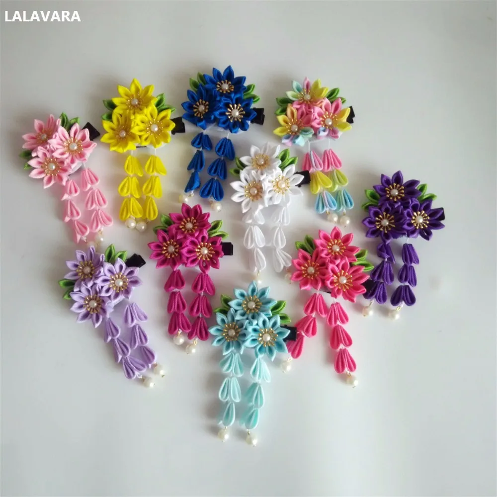 LALAVARA 10 шт. японские кимоно заколки kanzashi цветок заколки для волос для женщин детей девочек аксессуары для волос