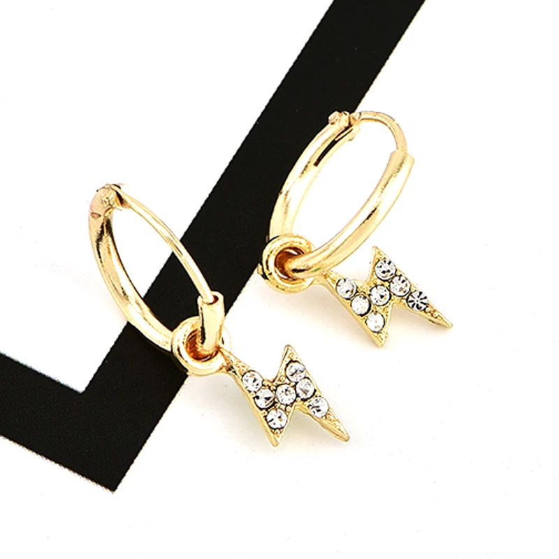 Женские серьги-гвоздики 2 шт./компл. подвеска с молнией кристаллами