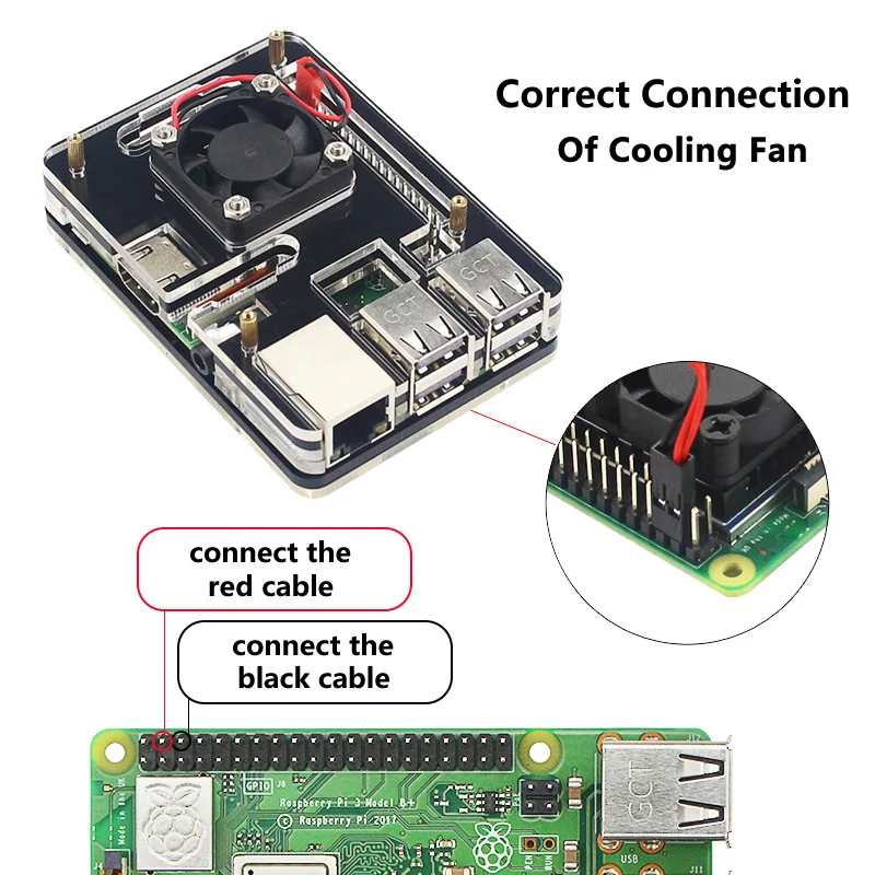 Для Raspberry Pi 3 Model B Plus чехол 6 слоев акриловый корпус с охлаждающим вентилятором