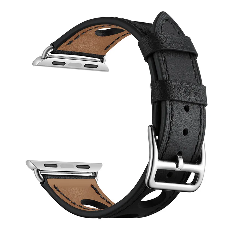 Ремешок из натуральной кожи для apple watch, ремешок для apple watch 5, 4, 3, 44 мм, 40 мм, iwatch, ремешок для часов 5, 42 мм, 40 мм - Цвет ремешка: black