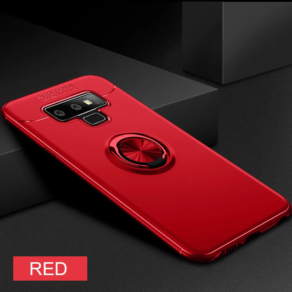 Red Роскошный противоударный чехол с кольцом-кронштейном для samsung Galaxy S8 S9 PLus, полный Чехол для samsung Note 8 9, мягкий силиконовый чехол с держателем из ТПУ - Цвет: Red