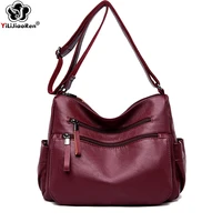 luxury designer leather shoulder handbag double zipper casual messenger bags large crossbody bags for women sac a main clutch