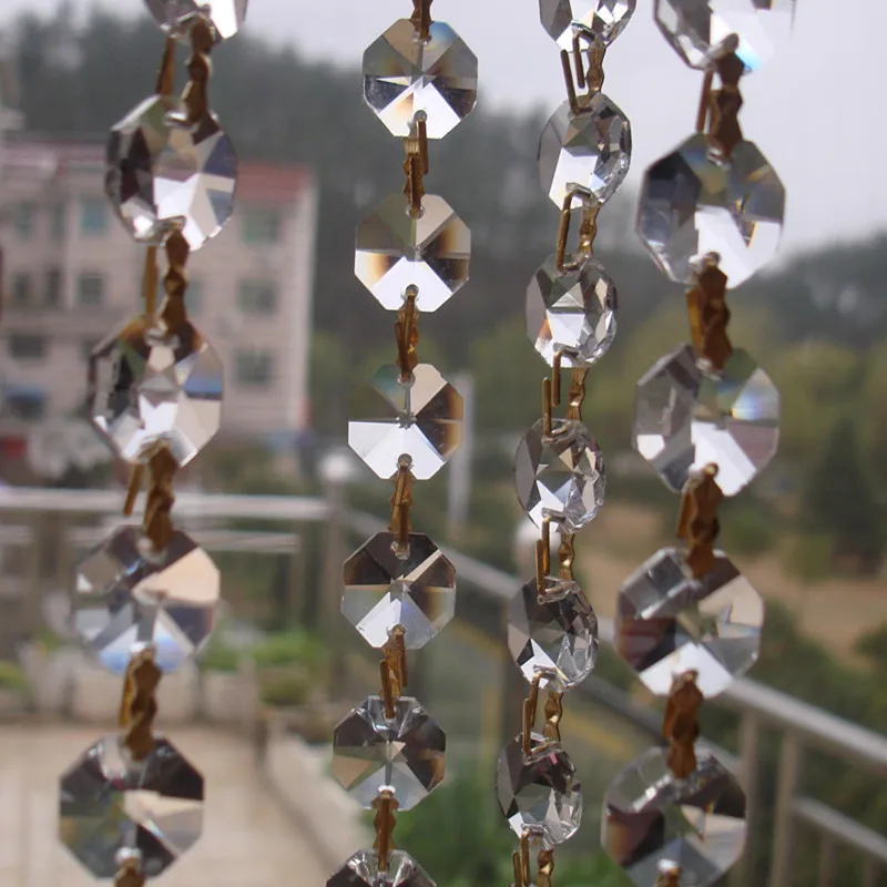 Восьмиугольные бусины цепочки 50 метров 14 мм золотистые пряжки бабочки из стекла