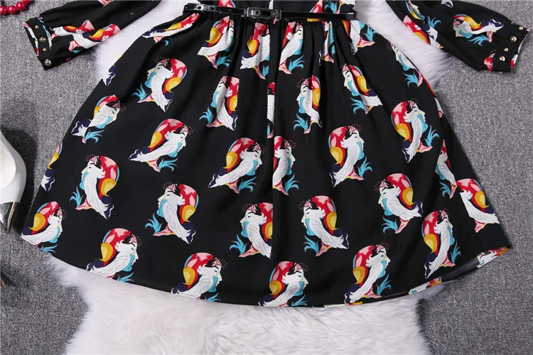 Fashion Women Retro Print Knee-Length Slim Spring Summer Evening Dress Q120/Free Shipping | Женская одежда