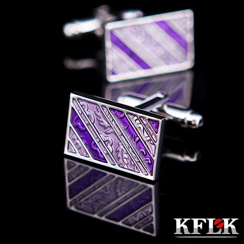 

Запонки KFLK для рубашки для мужчин, брендовые запонки, запонки, высококачественные запонки с фиолетовым художественным рисунком, дизайнерск...