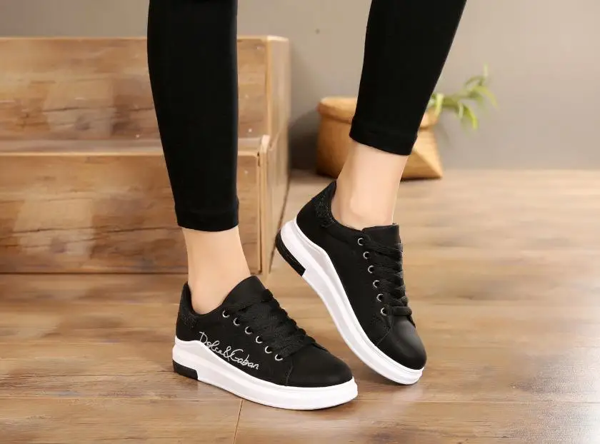New Spring Autumn Wedges Pink Lace-up Platform Sneakers Women Vulcanize Shoes Tenis Feminino Casual Female Shoes T0111