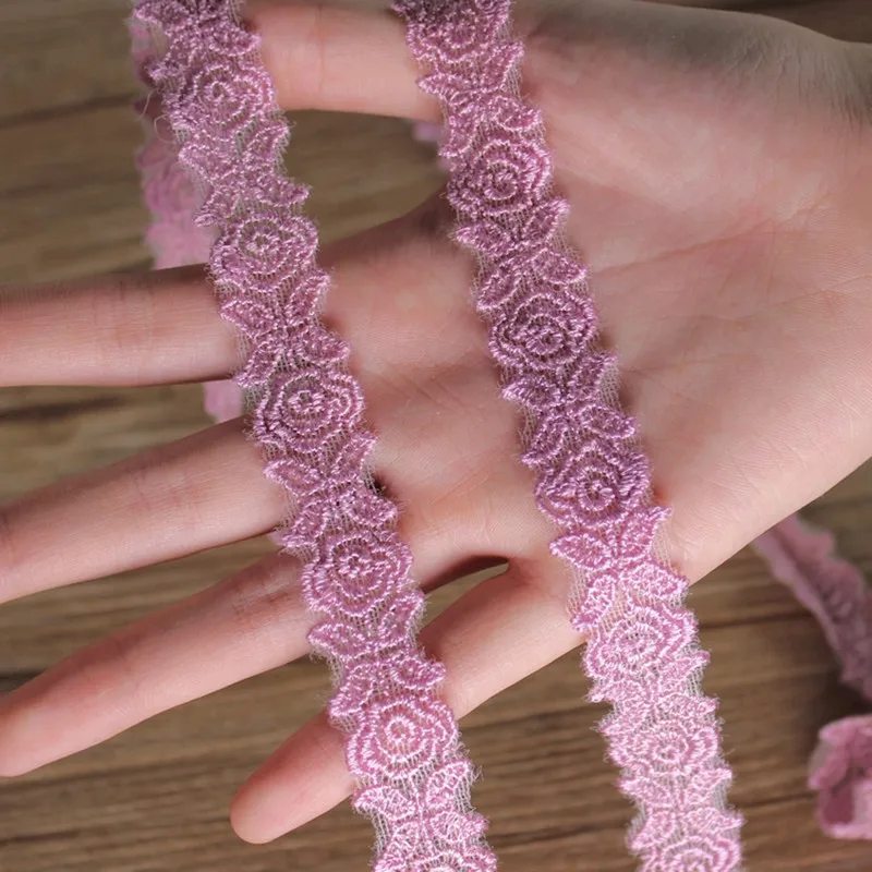Кьюсак 14 ярдов 2 см фиолетовых роз и кружевной отделкой для платья Лента