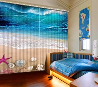 3d curtain custom any size curtain living room surf beach shells starfish curtains design blackout shade window curtains