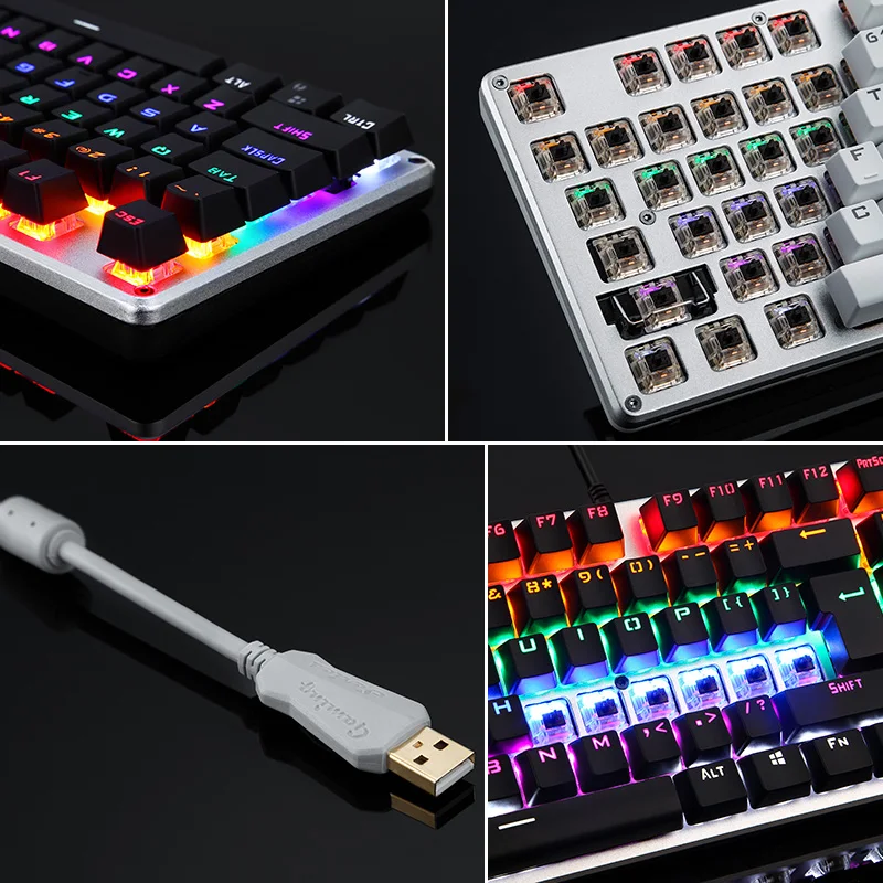 Бренд USB 87 ключей красочные светодиодный Подсветка механическая клавиатура