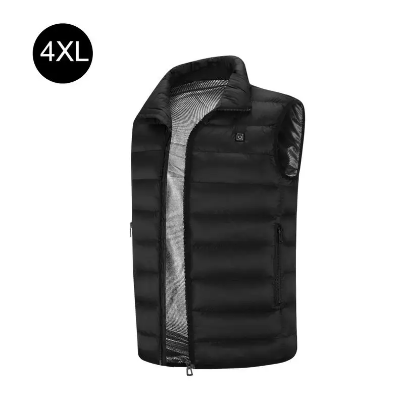 Black 4XL Умный тепловой жилет мужской USB Перезаряжаемый жилет с подогревом теплый Электрический жилет утолщенный тепловой жилет - Цвет: Black 4XL