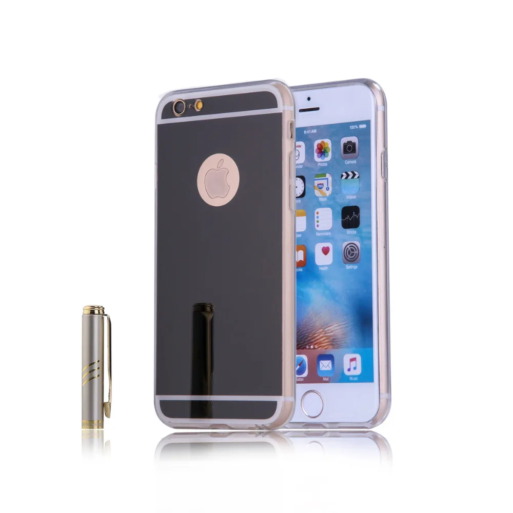 Чехол для мобильного телефона Fashion Airror Slim с зеркальной задней крышкой для Apple iPhone 6 6S Plus 5 5S SE, с мягким силиконовым прозрачным боковым краем, подходит для экранов от 4 до 5,5 дюймов.