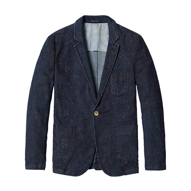 SIMWOOD 2019 осенние джинсовые блейзеры для мужчин облегающие хлопковые костюмы в