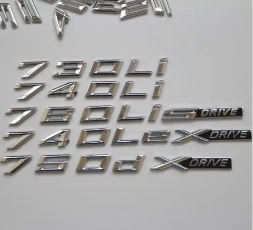 Хромированные значки с надписью в багажнике, эмблемы, эмблемы для BMW 730d 740d 750d 725d 750i 750Li 740e 740Le 740i 740Li 760Li 740Ld XDrive