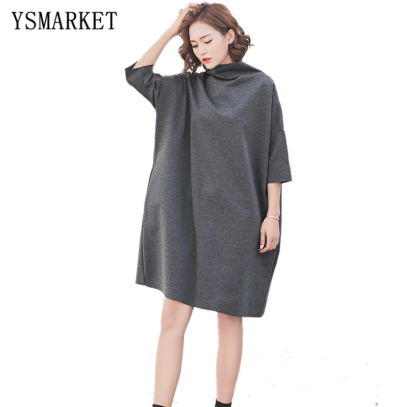 YSMARKET Новое модное корейское осеннее платье однотонное с рукавом летучая мышь