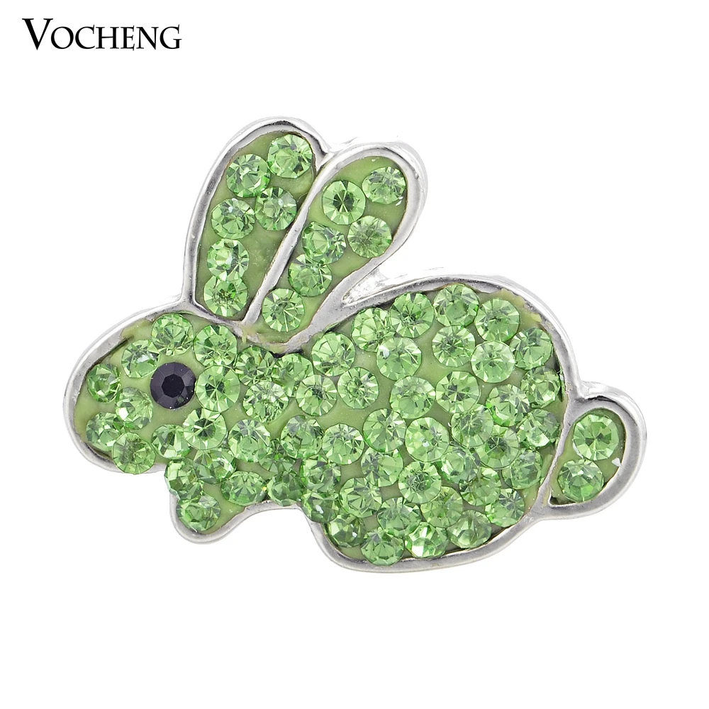 10 шт./лот Vocheng Ginger Snap Jewelry 18 мм 2 цвета милая пуговица в виде кролика с кристаллами Vn