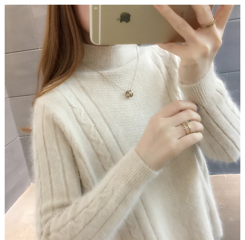 Свитер с высоким воротником для женщин 2018 Весна Осень Новый корейский модный
