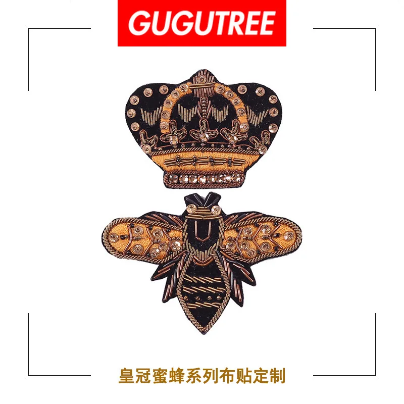 GUGUTREE индийская шелковая вышивка корона уши рисовый якорь искусственное Лев