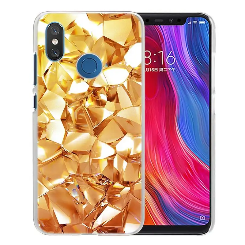 Для Xiao mi Red mi Note 7 Go 6 6A Pro S2 5 Plus 4X mi Play 8 lite A2 A1 Прозрачный жесткий пластиковый чехол для украшения блестящий красный - Цвет: 11