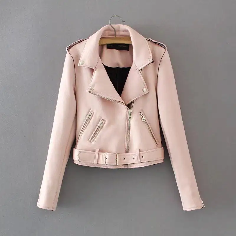 Новинка, Женская замшевая куртка, Jaquetas Feminino Couro,, весна, осень, панк стиль, тонкая, с длинным рукавом, на молнии, короткая, для девушек, байкерская куртка - Цвет: 4