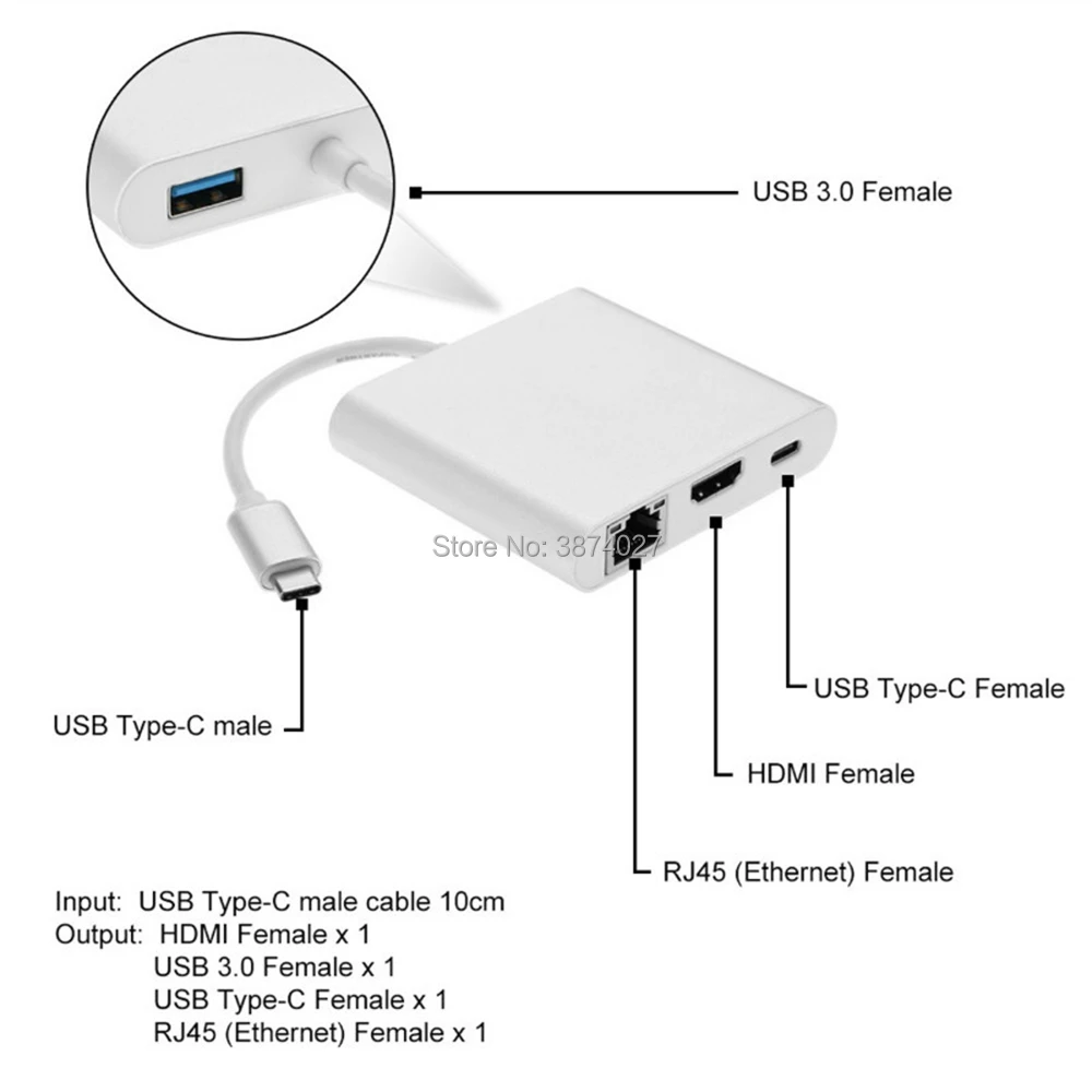 USB-C USB 3 1 Тип C к HDMI-совместимый цифровой AV &amp OTG Gigabit Ethnernet Female Адаптер зарядного