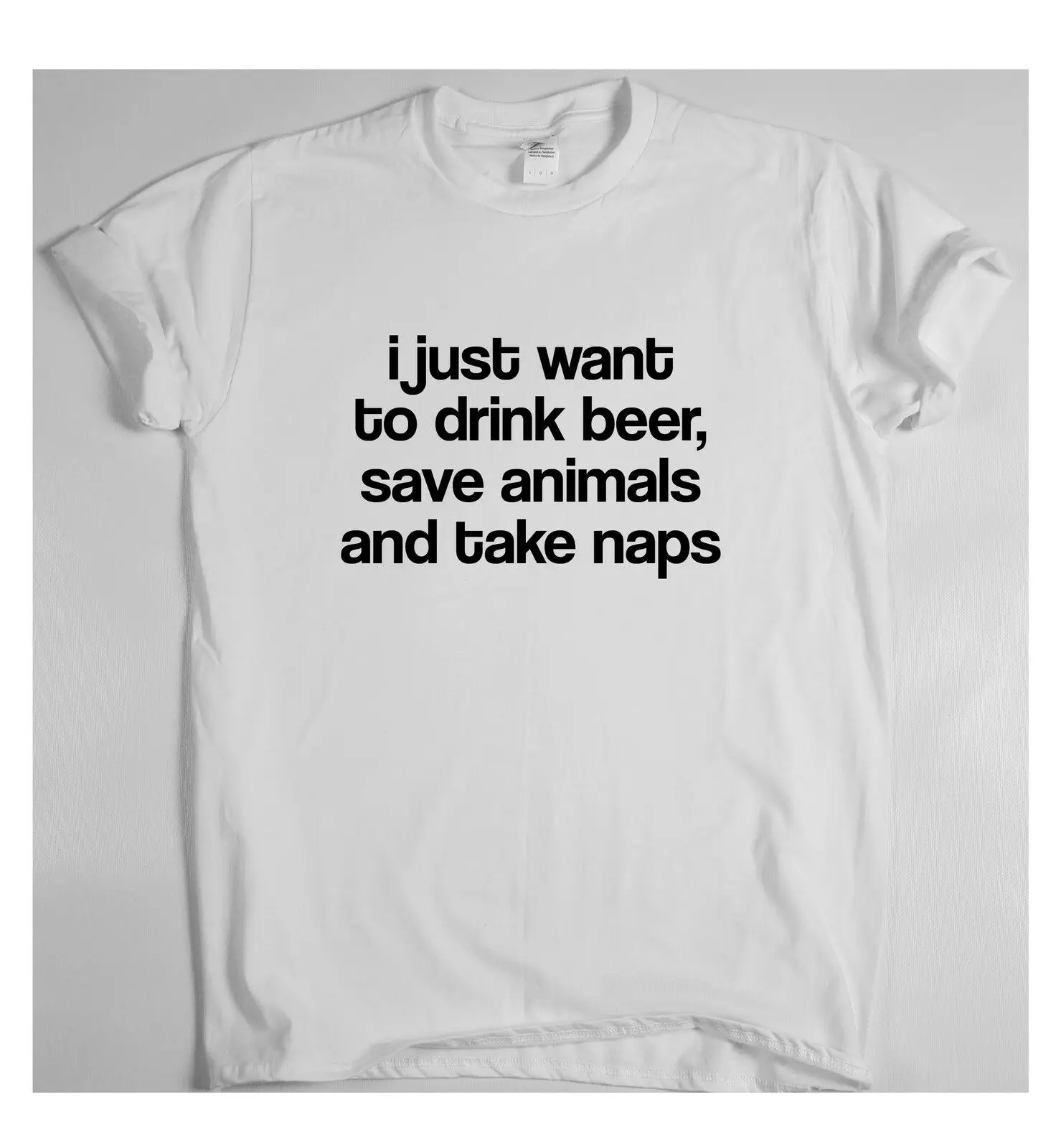 Funny t shirts tops rude slogan tee joke shirt DRINK BEER SAVE ANIMALS TAKE NAPS2019 fashionable Brand 100%cotton Printed Round | Мужская