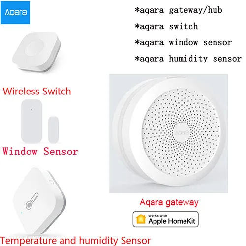 4in1 as picture Xiaomi Aaqara, комплекты для умного дома, датчик двери, окна, человеческого тела, беспроводной переключатель, шлюз, концентратор, датчик влажности воды, для Apple, домашний комплект - Цвет: 4in1 as picture