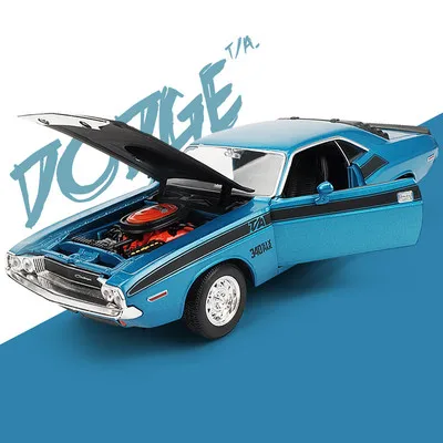 Синий Высокое качество 1:24 Dodge Challenger сплав модель автомобиля, расширенная коллекция и подарок мускул Модель автомобиля украшения - Цвет: Синий