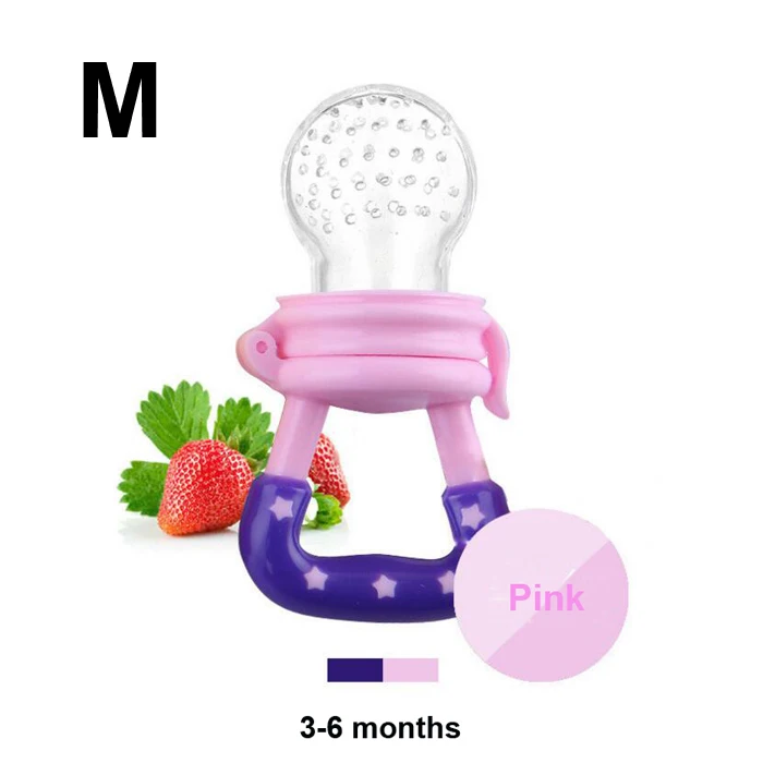 1pc Pink M 1 шт. детская Силиконовая пустышка свежий Еда приспособление с сеточкой для кормления детей Feeder дети ниппельная кормушка смешные, которые кусают сосок, Прорезыватель для зубов, удобные дозаторы Chupeta(не содержит бис-фенол а - Цвет: 1pc Pink M