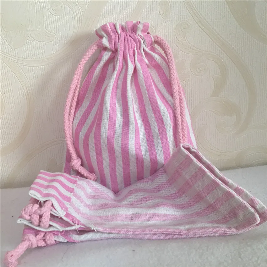 YILE 1 шт. многоцелевой органайзер из хлопка и льна в розовую полоску сумка для
